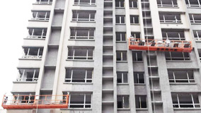 湖南郴州萬(wàn)寶國(guó)際新樓盤(pán)外墻真石漆施工案例